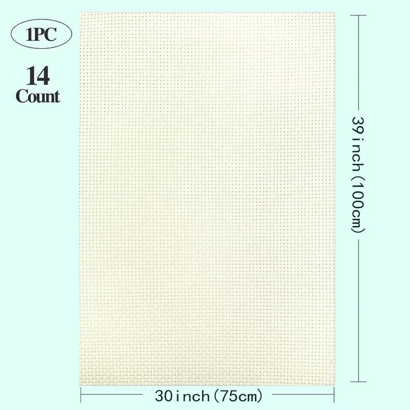 Zhenqing Aida Cloth 14 Count Cross Stitch Fabric Cross Stitch Aida Cloth for Embroidery and Needlework (Off White, 30 * 39inch) - Image 2